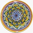 Blue Italian Ceramic Geometric Coaster/Candle Holder