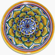Click here to buy Blue Italian Ceramic Geometric Coaster Candle Holder by Piatti Ceramic Art.