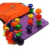 Peg Board Set - Montessori Occupational Therapy Fine Motor Toy for Toddlers and Preschoolers with 30 Pegs for Color Recognition Sorting & Counting - Free 20+ Activity Pegboard Download
