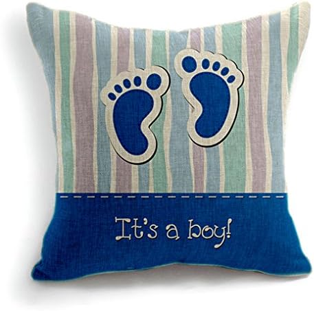 Boy and Girl footprint Cotton Linen Retro Home Decorative Throw Pillow Cover Cushion Case(1 pair)