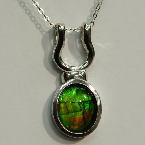 Silver & Ammolite Pendant with 18" Silver Chain