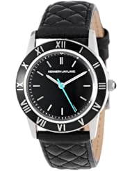 Kenneth Jay Lane Womens KJLane-3413 Black Dial Black Quilted Leather Watch