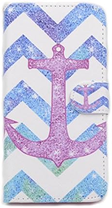 Iphone 6/6s Plus Case,colorful Fashion Premium Flower Pu Leather Wallet Flip Protective Skin Case with Magnetic Closure (Built-in Credit Card/id Card Slot) (Anchors)