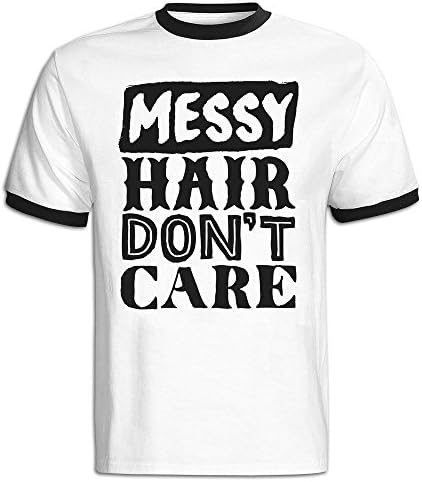 Knoxmall Men's Messy Hair Don't Care T-Shirt XL Black