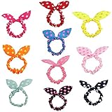 10x Cute Women's Dot Rabbit Ear Hair Bow Tie Bands Chiffon Ponytail Holder Hot