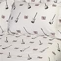 Dreamy Linens Guitar and Union Jack Flag Print Pillowcase Set