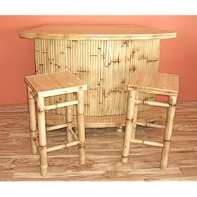 ISLAND TIKI BAR W O TOP - INCLUDES 2 STOOLS by 