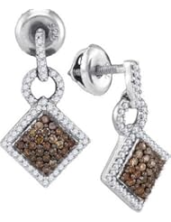 10KT White Gold 0.50 CTW-Diamond Micro-Pave Earring