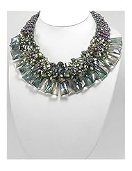 Mixed Colors Flower Glass Necklace In White Base