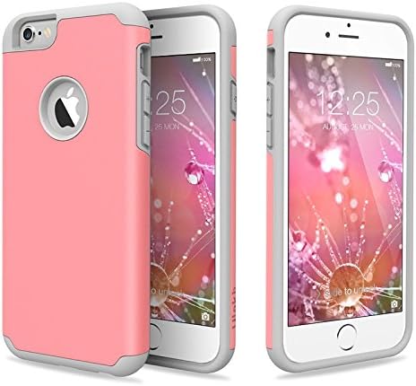 iPhone 6 Case, iPhone 6s Cases,Lookly(TM) Premium Extra Slim Hybrid Shockproof Case,Protective Case Cover for iPhone 6 / iPhone 6s (4.7 inch Screen) with Screen Protector (Gray+Pink)
