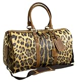 Dolce & Gabbana Leopard Canvas Brown Leather Large Duffel BB2207-A9070-8B945
