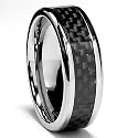 7 MM Titanium Ring Wedding Band with Carbon Fiber inlay sizes 8 to 12