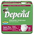 Depends adjustable underwear Small/Medium, Case of Four-18 Count (72 Pants)