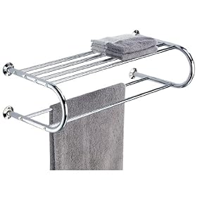 Hotel Style Chrome Towel Rack & Shelf