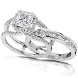 1-3/4ct TW Certified Princess Diamond Wedding Ring Set in 18kt Gold (GH/SI) - Size 6.5