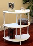 Wood 3-Tier Crescent ,Half Moon ,Hall / Console Table/End Table in White Finish