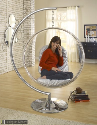 Eero Aarnio Bubble Chair With Silver Seat Cushion + Indoor Stand With Free Shipping!