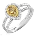 Ring With 0.54ctw Genuine Natural Fancy Yellow, Super Clean Diamonds Beautifully Designed in 14K White Gold - CERTIFIED by European Gemological Laboratory. (Size 7)