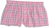 Adult Womens Cut Flannel Boxer Shorts Pink and Black Plaid