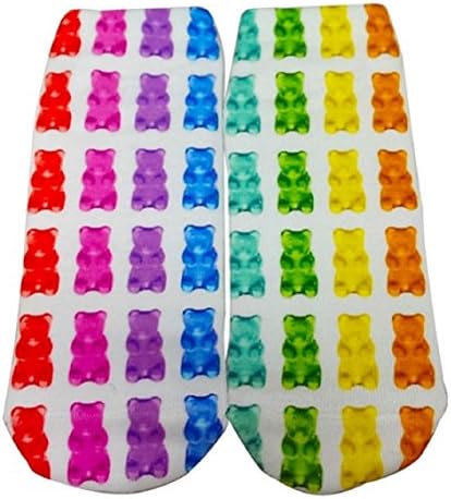 Candy Themed Junior Womens' Ankle No Show Socks (Gummy Bears)