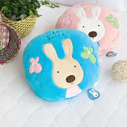 [Sugar Rabbit - Round Blue] Blanket Pillow Cushion / Travel Pillow Blanket (25.2 by 37 inches)