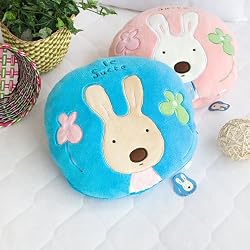 [Sugar Rabbit - Round Blue] Blanket Pillow Cushion / Travel Pillow Blanket (25.2 by 37 inches)