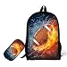 School Backpackï¼Œfor Age 6-16 Boys with Pencil Bag Combustion Football Design