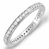 14k White Gold Round Diamond Ladies Eternity Wedding Anniversary Band Stackable Ring (0.45 cttw, G-H Color, SI3-I2 Clarity)