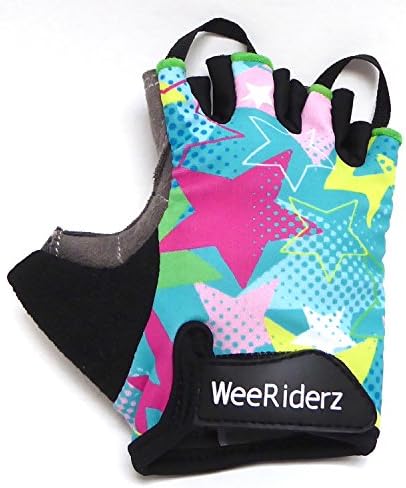 ZippyRooz Toddler & Little Kids Bike Gloves for Balance and Pedal Bicycles (Formerly WeeRiderz) For Ages 1-6 Years Old. 4 Designs for Boys & Girls (Stars, Little Kids Large (5-6))