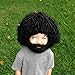 Creazy Beard Wig Hats Handmade Knit Warm Winter Caps Men Women Kid (Black)