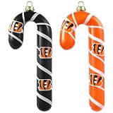 NFL Cincinnati Bengals Blown Glass Candy Cane Ornament Set