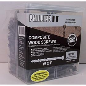 #8 x 3" Gray PHILLIPS II COMPOSITE WOOD SCREWS 5-Pounds