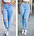 Creabygirls Women's Knee Ripped Hole High Waist Denim Jeans Pants