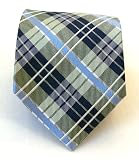 100% Silk Woven Green Plaid Extra Long Tie