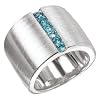 925 Sterling Silver Satin Finish Wide Ring with Channel-Set Blue Topaz- Sizes 6-8