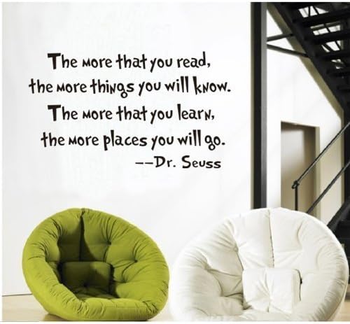 The More That You Read The More Things You Will Know Dr seuss Wall Stickers Home Decals Decor Quote Art Vinyl Kids Bedroom