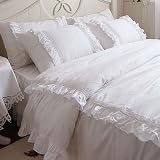 Shabby and Elegant White Lace/ruffle Duvet Cover Bedding Set,queen size