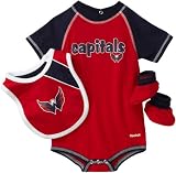 NHL Infant Washington Capitals Creeper, Bib & Bootie Set - R52Njdww (Red, 12 Months)