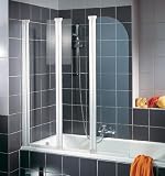 Produkt-Bild: Schulte D1654 04 50 Badewannenfaltwand 3-teilig, H 140 x B 125 cm, Echtglas Klar hell, alpinwei&szlig;