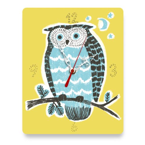 Night Owl Clock, Blue & Yellow
