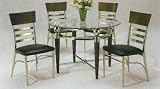 All new item 5 pc set metal and glass cherry finish wood dining table set