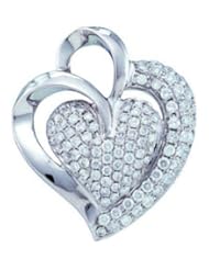 1 cttw 14k White Gold Heart Pendant Diamond Heart Pendant (Real Diamonds: 1 cttw)