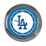 Los Angeles Dodgers 15 in Neon Clock