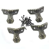 【ノーブランド 品】4本 ボックス 足 家具 コーナー フット 装飾 プロテクター カバー　ケースプロテクター　青銅