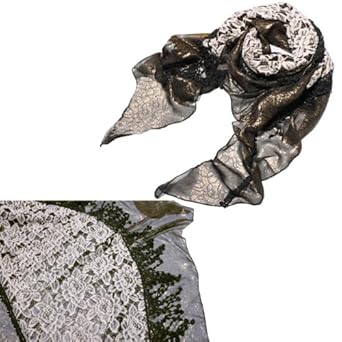 Polyester Chinlon Hand Embroidered Rose Sheer Metallic Fancy Hand Knitted Tassels Asymmetric Triangle Scarf - Various Colors