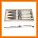 Authentic French LAGUIOLE - 6 STEAK KNIVES - IVORY color - in HEAVIER 25/10 STAINLESS STEEL - SERRATED blade: perfect as steak knife! (original genuine Jean DUBOST quality family white colour table flatware/cutlery setting for 6 people - with CERTIFICATE of AUTHENTICITY - dishwasher safe! - delivered in a wooden box - gift wrap available - direct from FRANCE) Authentic French LAGUIOLE - 6 STEAK KNIVES - IVORY color - in HEAVIER 25/10 STAINLESS STEEL - SERRATED blade: perfect as steak knife! (original genuine Jean DUBOST quality family white colour table flatware/cutlery setting for 6 people - with CERTIFICATE of AUTHENTICITY - dishwasher safe! - delivered in a wooden box - gift wrap available - direct from FRANCE)