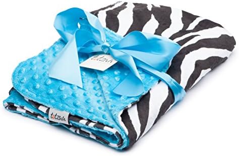 Totzuu Minky Animal Baby Blanket Zebra Print with Blue Minky Dot - Large 30"x40" Extra Soft for Babies Toddlers &amp; Kids for use in Cribs, Strollers, Beds, Receiving, Laps and more
