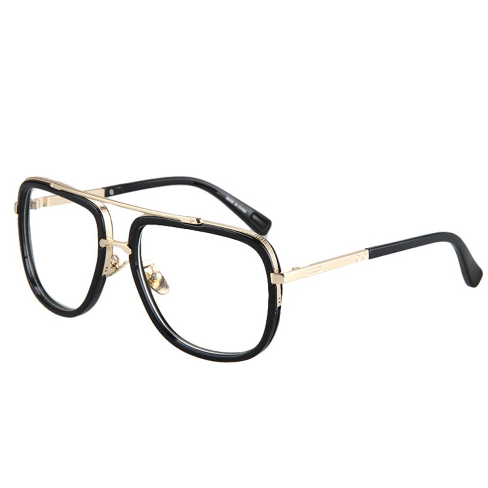 Vintage Men's Oversized Big Square Metal Frame Myopia Optical Eyeglasses