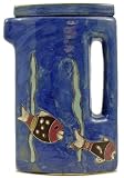 40 Oz. MARA Stoneware TALL TEA POT Collectible Pitcher FISH BLUE Design