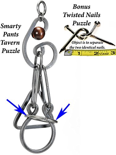 SMARTY PANTS _ Tavern Puzzles Heavy Metal Disentanglement-Style Brain Teaser _ BONUS Twisted Nails Puzzle